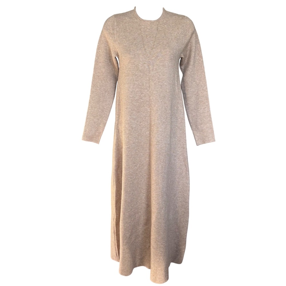 Zara Midi Sweater Dress Sz‎ M Winter Chic Neutral Knit Minimalist